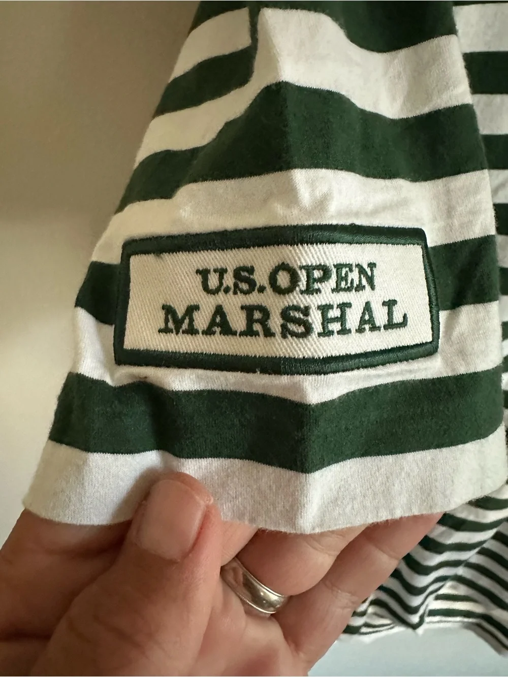 Ralph Lauren Green & White Striped Polo - us open merion golf official staff